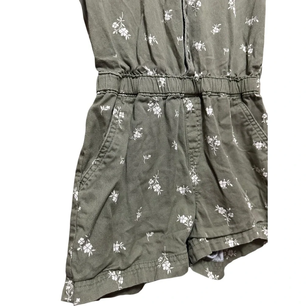 Old‎ Navy Kids Girls Green Floral Puff Sleeve Button Front Romper Jumper 10-12